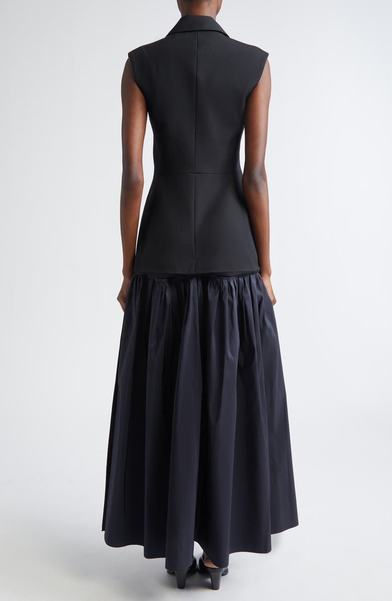 Diotima Convertible Wool & Silk Faille Waistcoat Dress, Alternate, color, Black