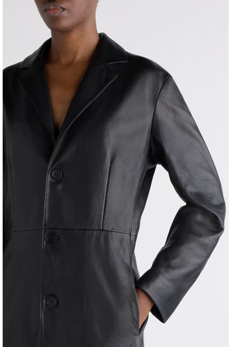 Fitted Leather Coat, Alternate, color, 1000 BLACK