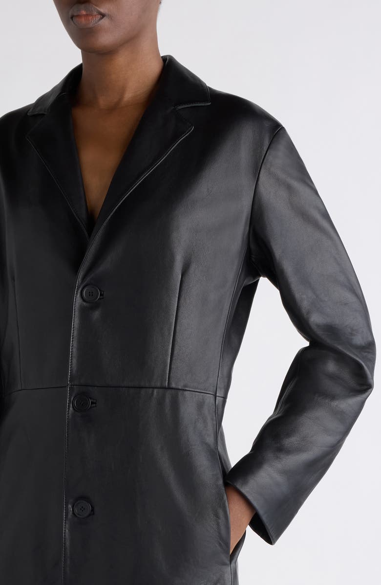 Balenciaga Fitted Leather Coat, Alternate, color, 1000 Black