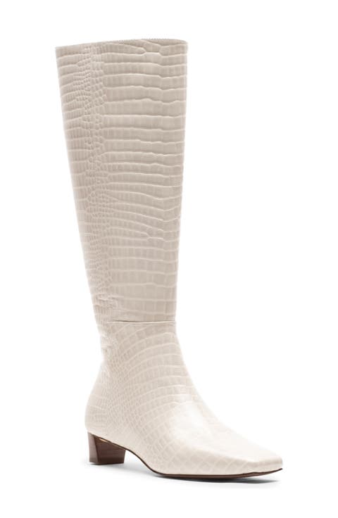 Mackie Croc Embossed Leather Knee High Boot
