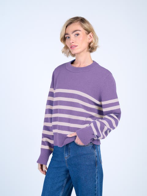 Long Sleeve Boxy Stripe Crew Sweater