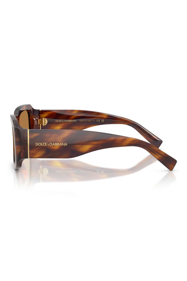 57mm Rectangular Sunglasses, Alternate, color, STRIPED BROWN / BRONZE
