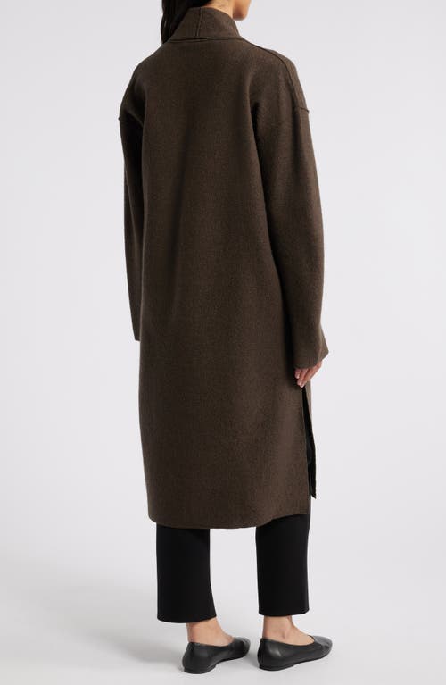 Eileen Fisher High Collar Wool Felted Coat In Brown