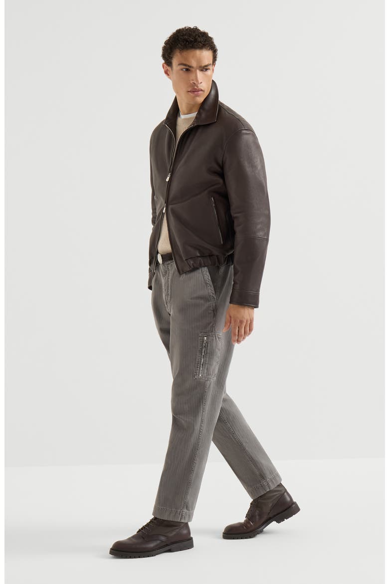 Nappa leather outerwear jacket, Alternate, color, Chocolate