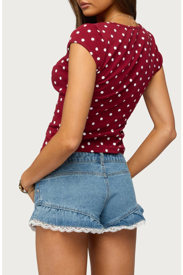 Mookie Polka Dot Crop Top, Alternate, color, BURGUNDY-AND-WHITE