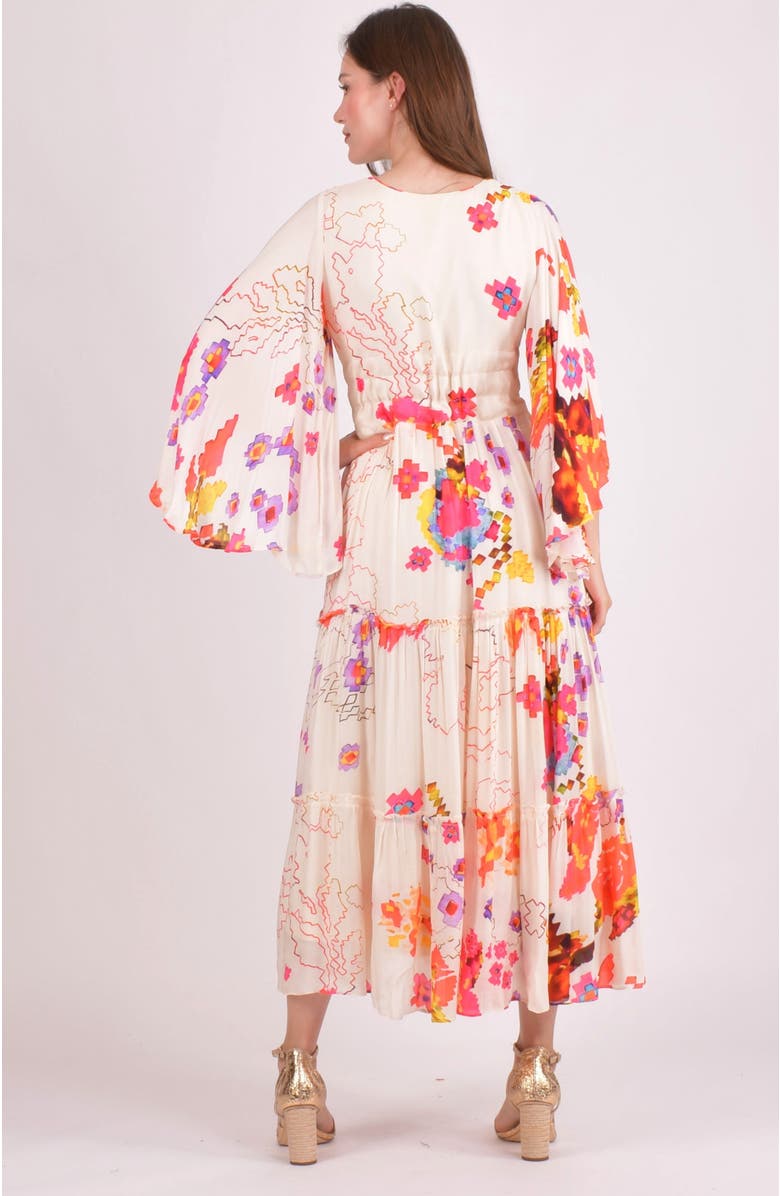 RAAS Grasie Floral Ruffle Chiffon Maxi Dress, Alternate, color, Off-White