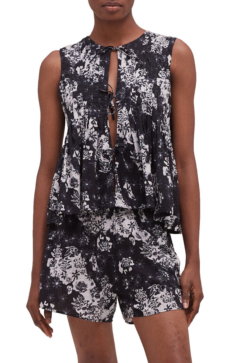 Desmond & Dempsey Pleated Cotton Short Pajamas, Main, color, 