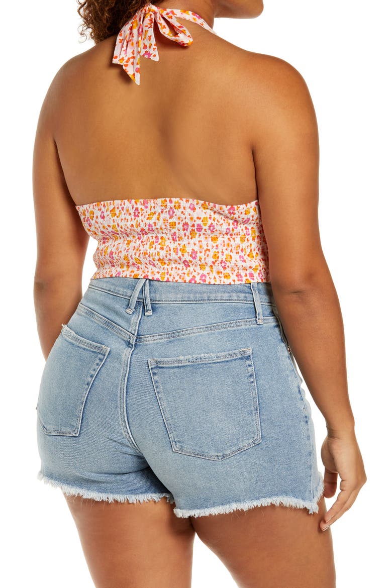 Print V-Neck Halter Top, Alternate, color, WHITE SALLY RETRO FLORAL