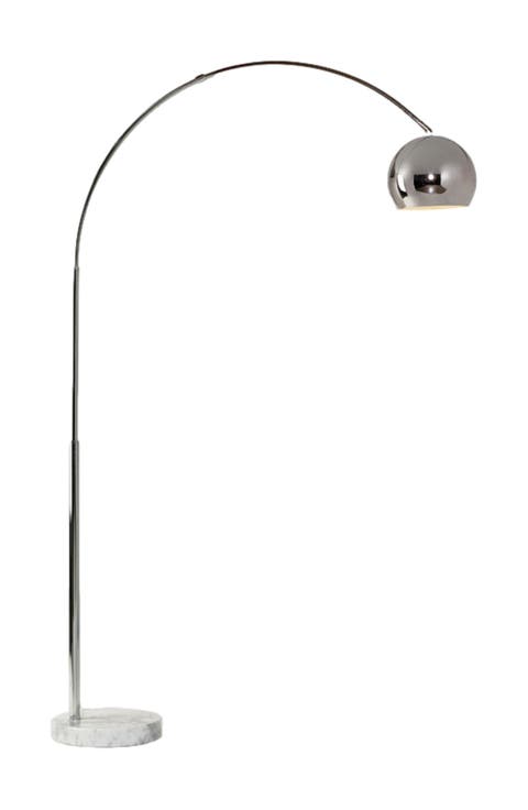 Olivia 75" Adjustable LED Floor Lamp with Metal Bowl Shade and Marble Base, Bulb Included