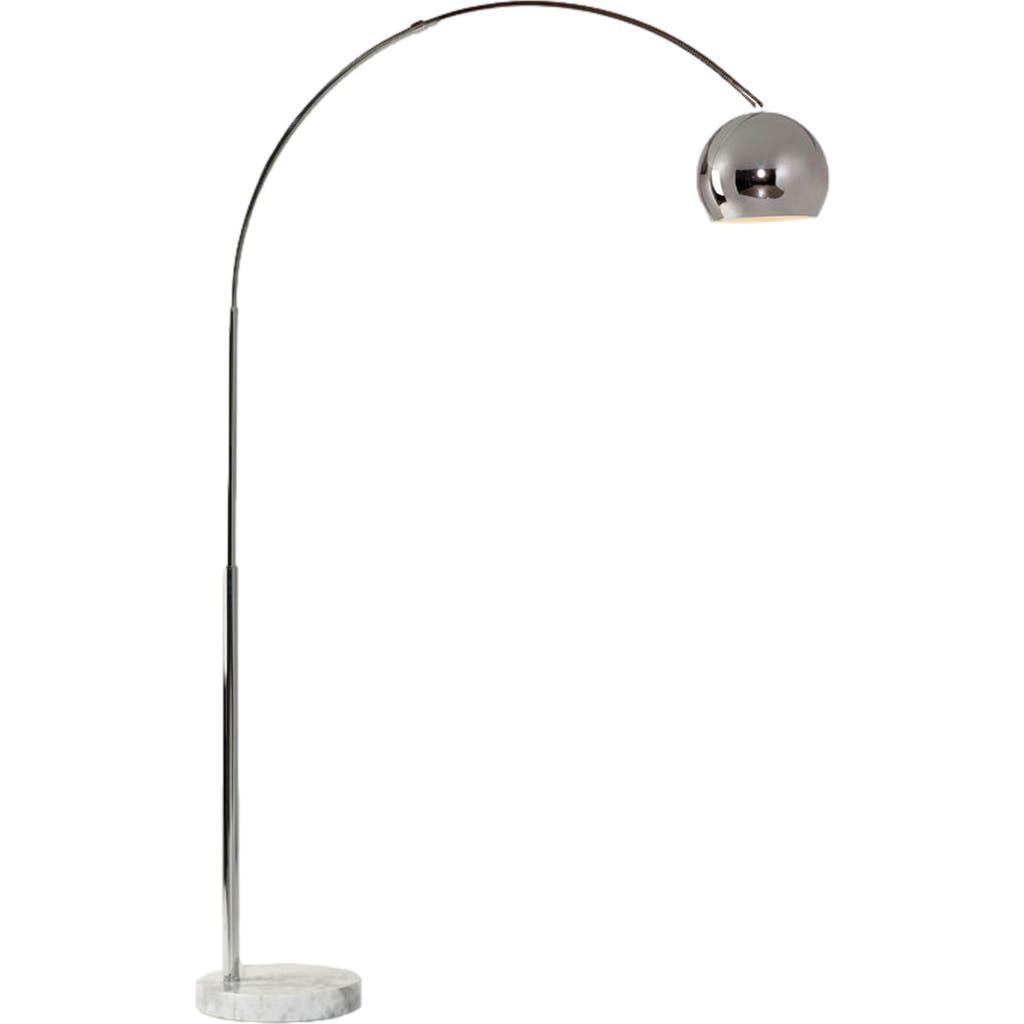 Brightech Olivia 75" Adjustable Led Floor Lamp With Metal Bowl Shade And Marble Base, Bulb Included In Silver