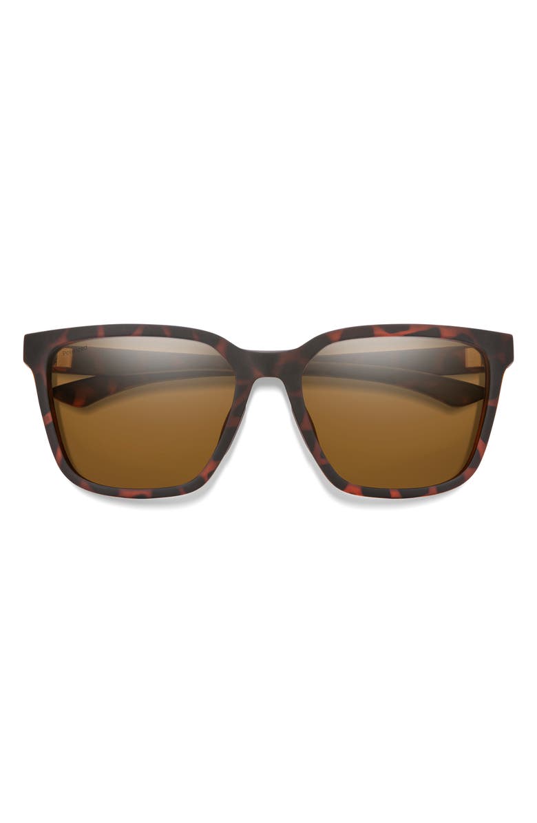 Smith Shoutout Core 57mm ChromaPop<sup>™</sup> Polarized Square Sunglasses, Main, color, Matte Tortoise / Polarized Brown
