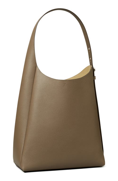 Tory Burch Romy Pebble Leather Hobo Bag In Wild Mushroom
