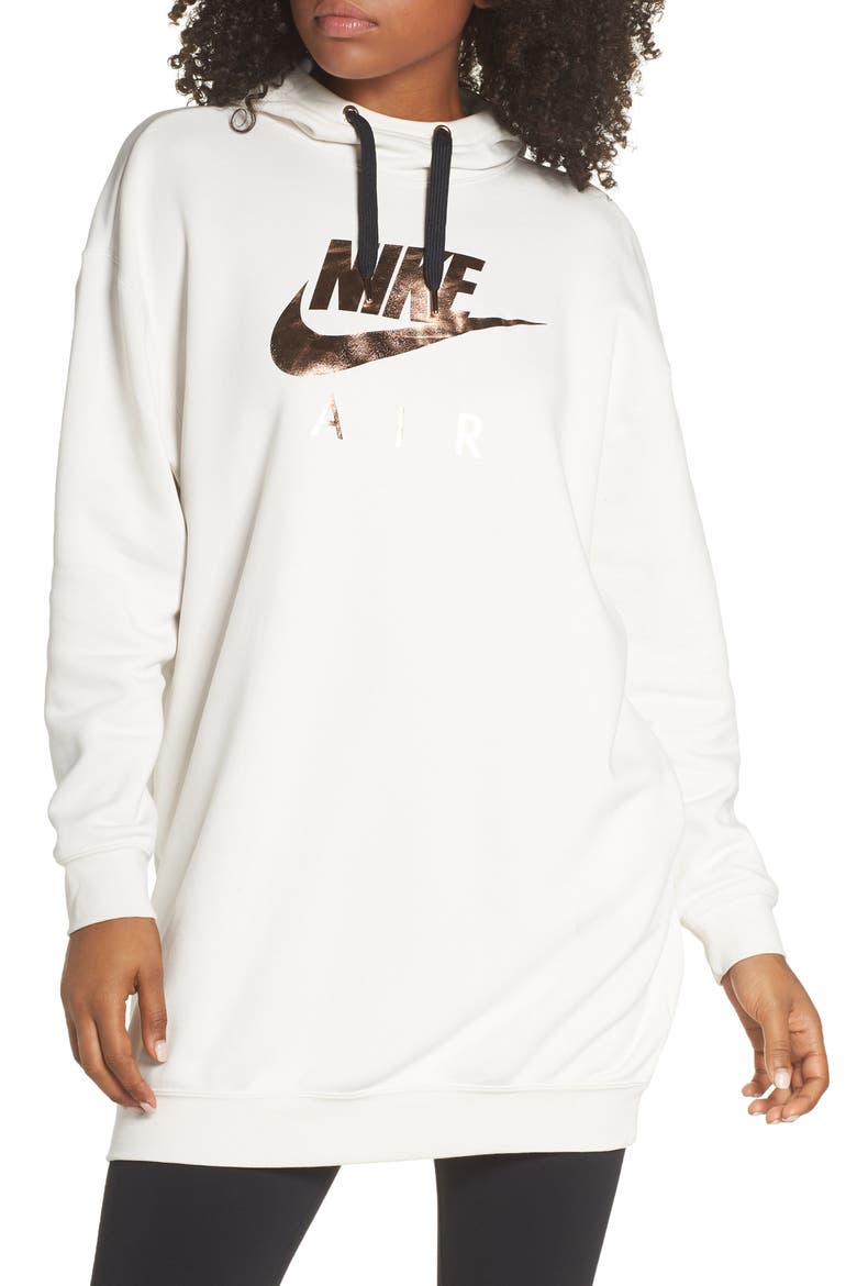 NSW Air Hooded Sweatshirt Dress, Main, color, PHANTOM/ BLACK