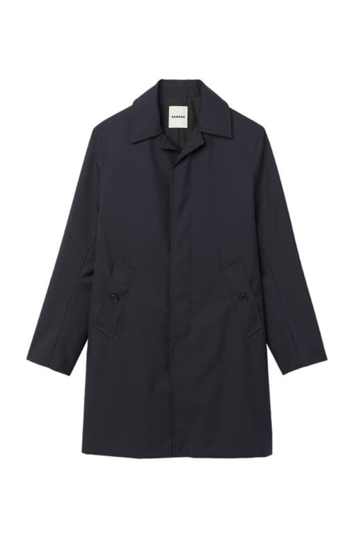 Sandro Waterproof Technical Fabric Coat In Navy Blue