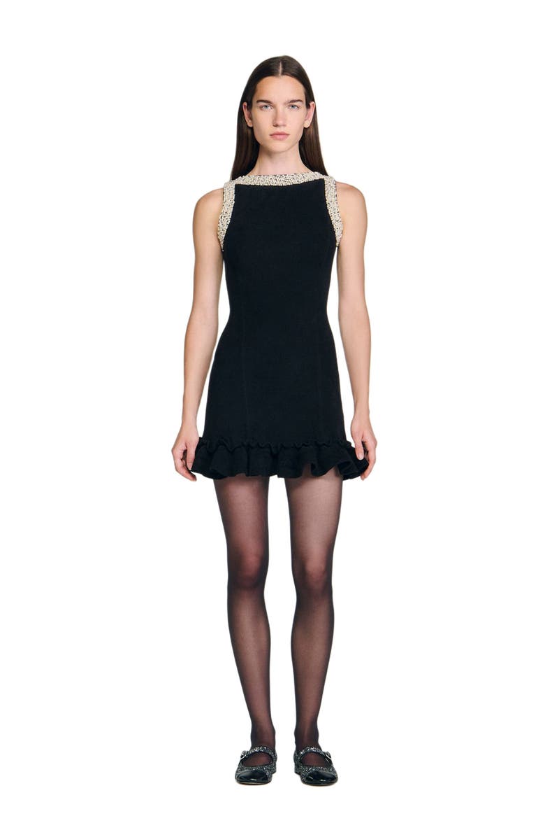 SANDRO Short beaded dress, Alternate, color, Black