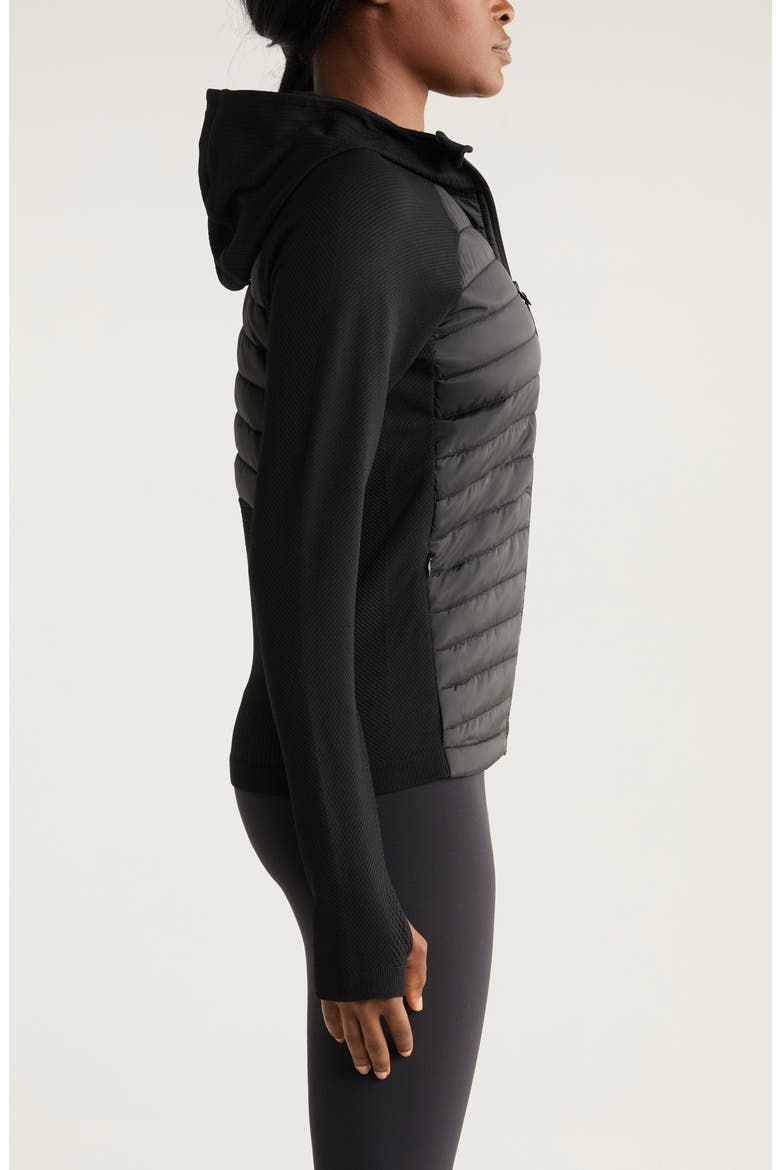 Seamless Mixed Media Puffer Jacket, Alternate, color, BLACK