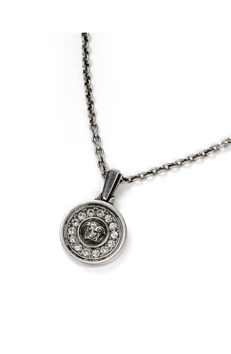 Versace Medusa Crystal Pendant Necklace, Alternate, color, Palladium 82 Crystal