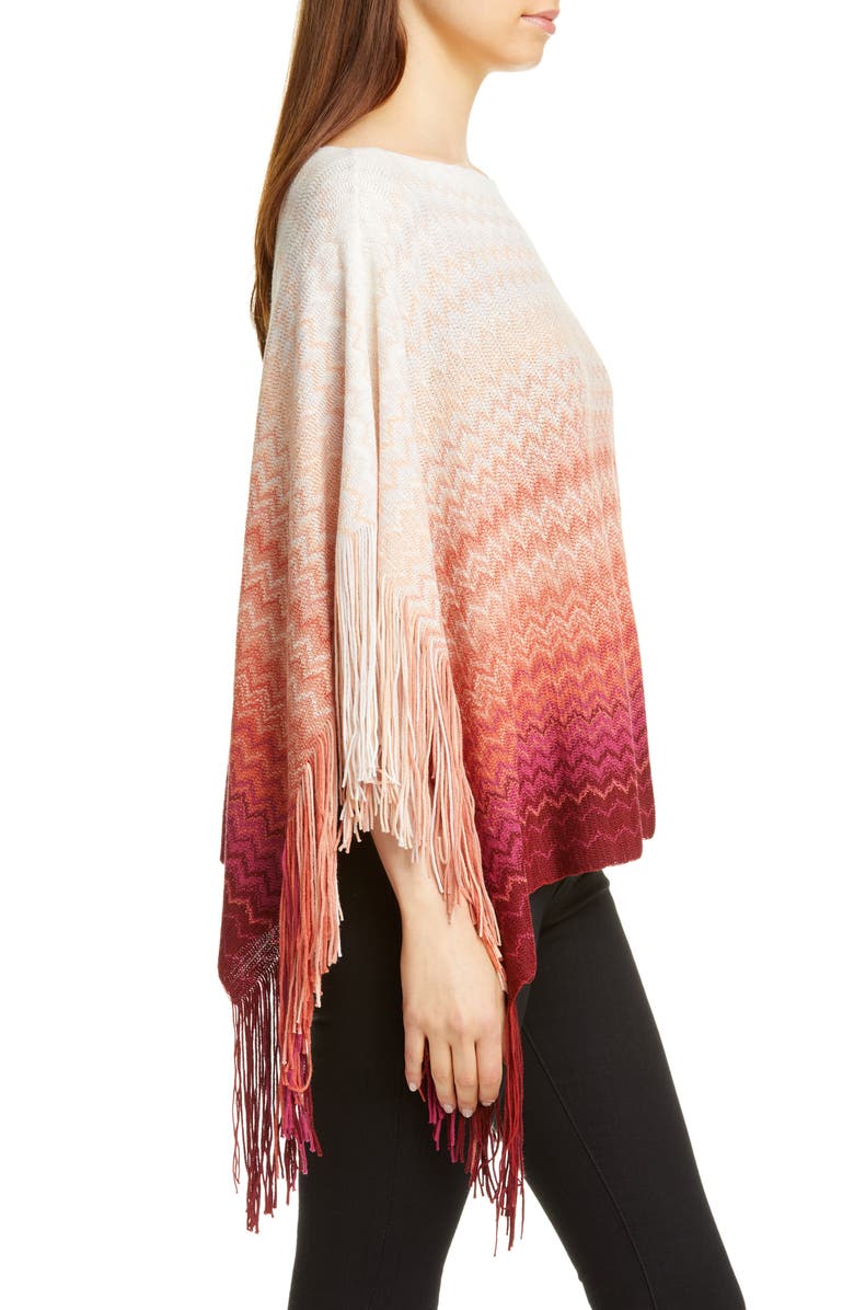 Missoni Ombré Stripe Fringe Poncho, Alternate, color, 