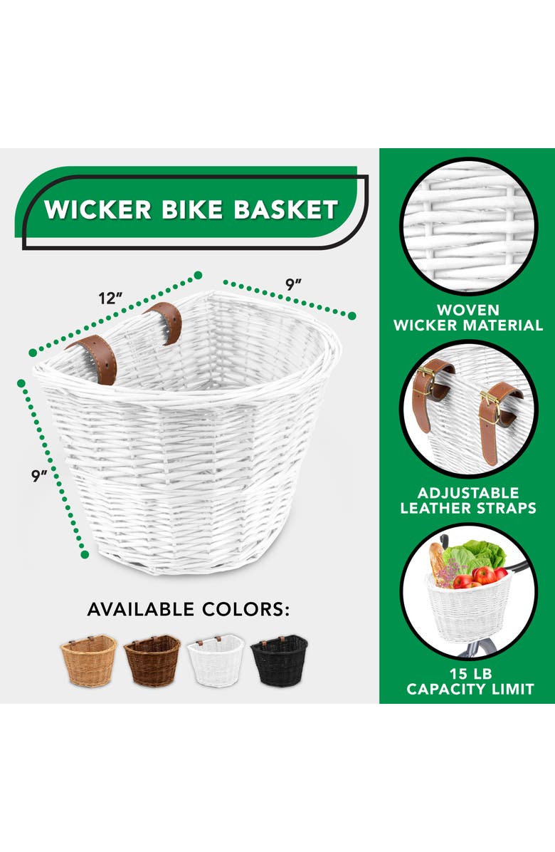 ProSource Nantucket Bike Basket, Alternate, color, White