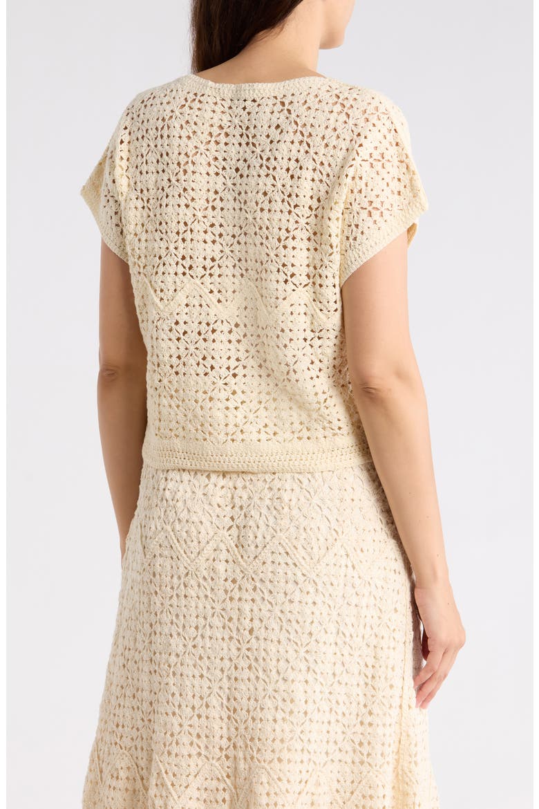 Floral Open Stitch Sweater, Alternate, color, CREAM