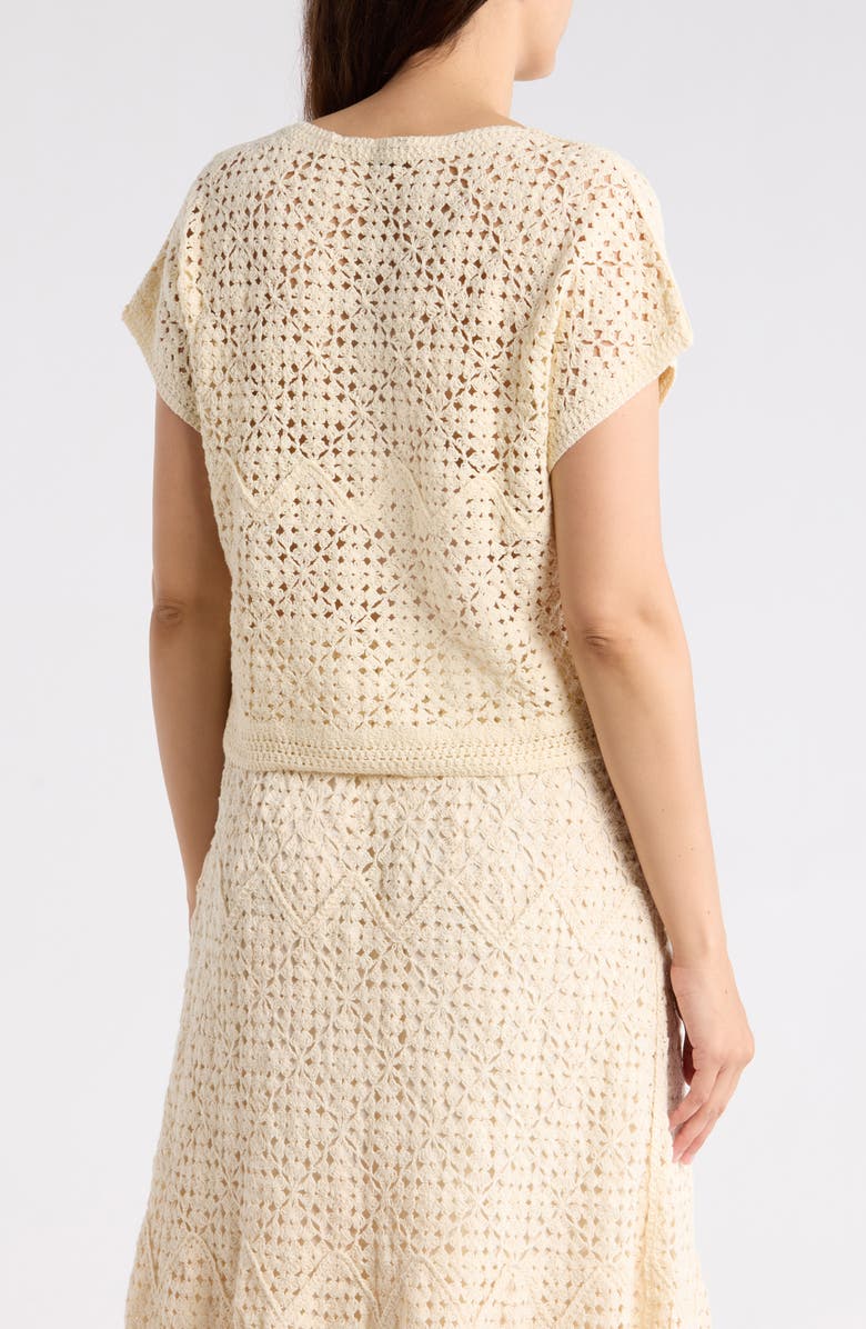 Adrianna Papell Floral Open Stitch Sweater, Alternate, color, Cream