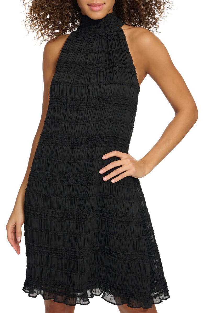 Kensie Shirred Sheath Dress, Alternate, color, Black