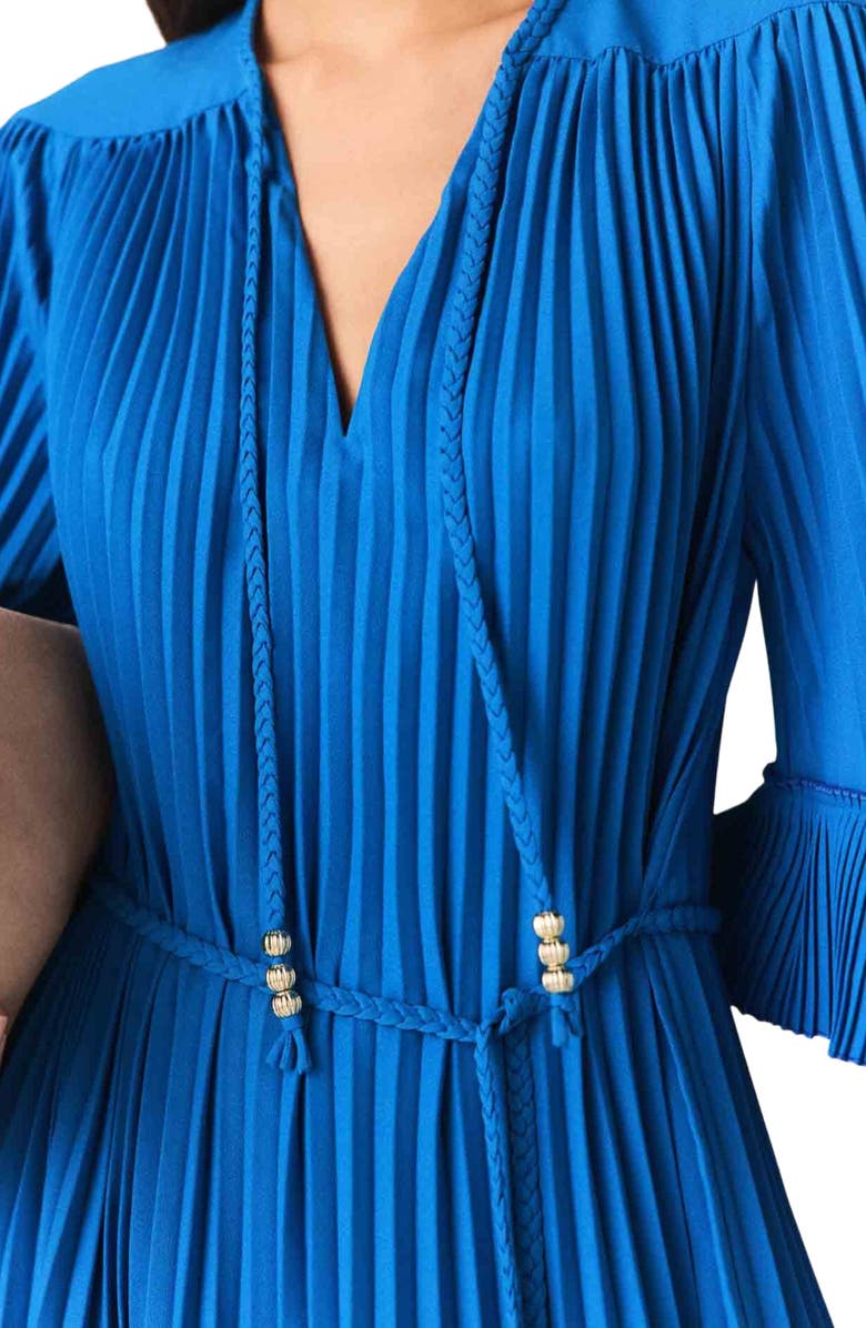 maje Short pleated dress, Alternate, color, Blue