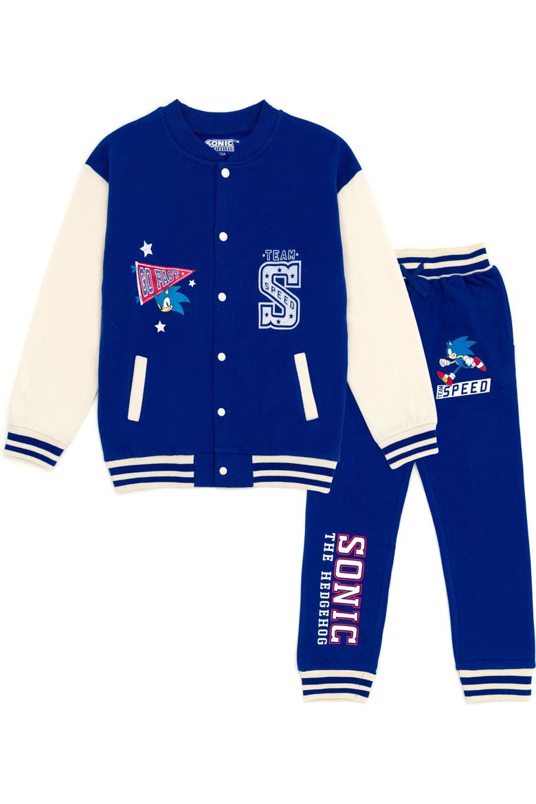 Sonic the Hedgehog Varsity Jacket and Joggers Set, Main, color, Sonic Navy Blue