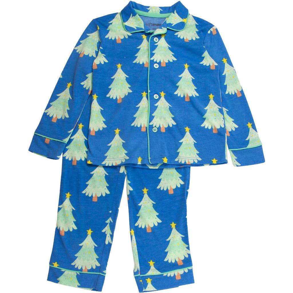 Rufflebutts Gender Inclusive Button Up Pajama Set In Blue