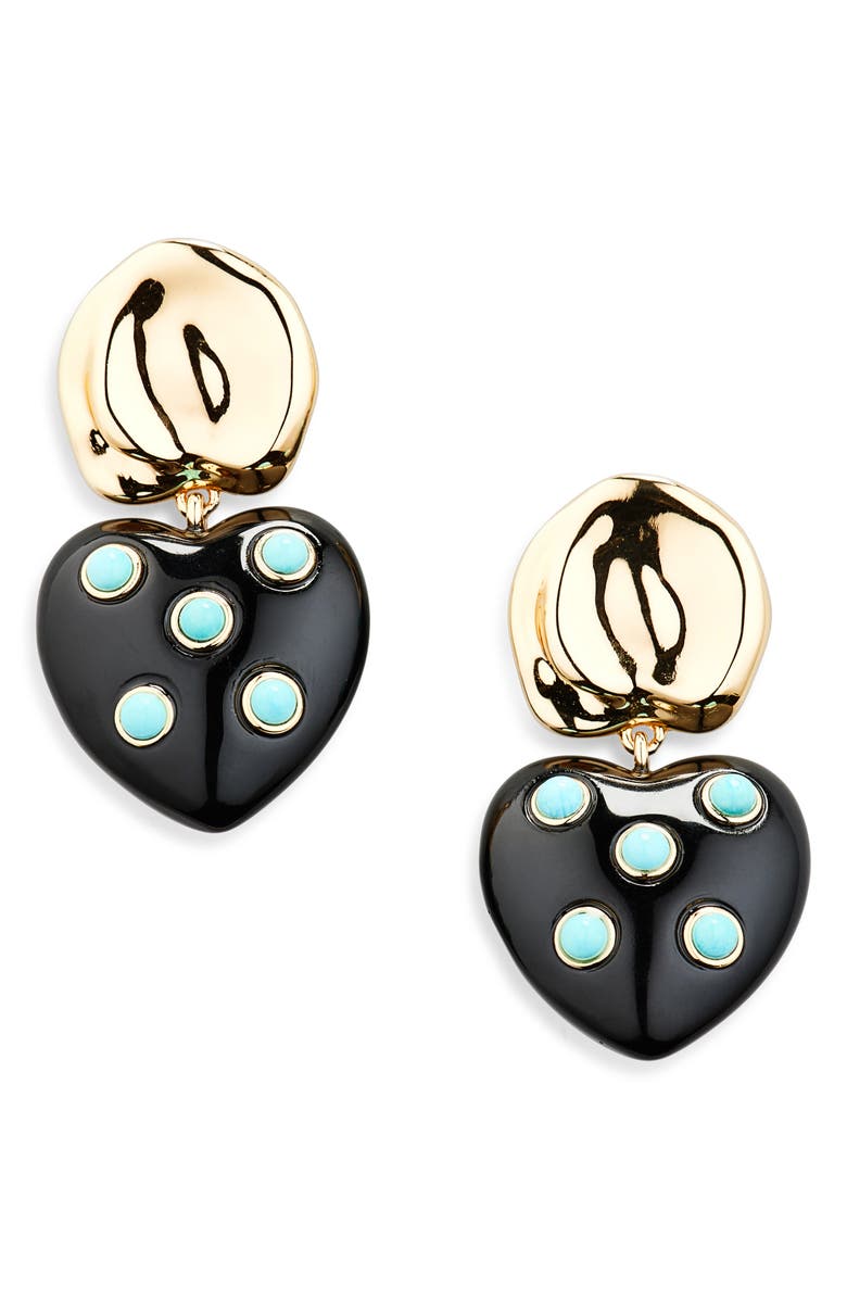 Lizzie Fortunato Amore Heart Drop Earrings, Main, color, Gold/Black