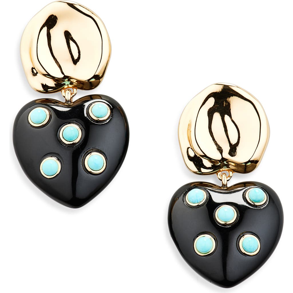 Lizzie Fortunato Amore Heart Drop Earrings In Black