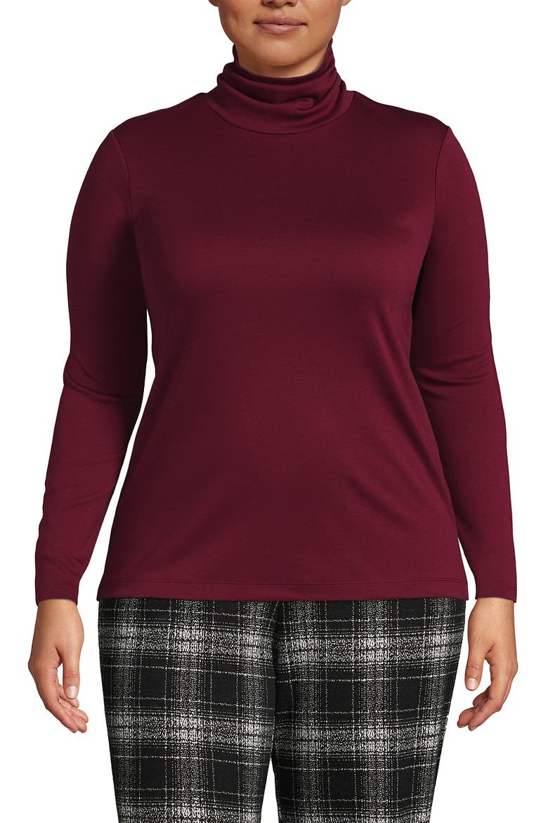 Supima Cotton Fitted Long Sleeve Turtleneck, Main, color, Rich Burgundy
