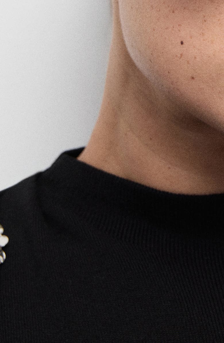 MANGO Flower Embellished Knit Shell, Alternate, color, 