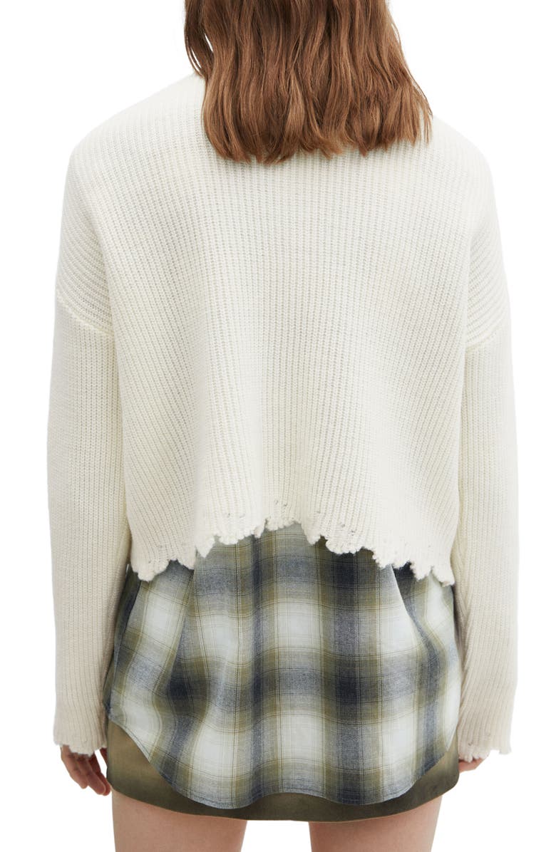 MANGO Distressed Scallop Trim Sweater, Alternate, color, 