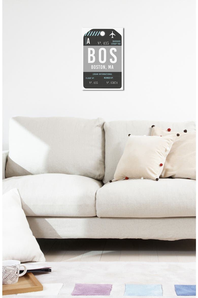 Boston Luggage Tag Wall Art, Alternate, color, BLACK