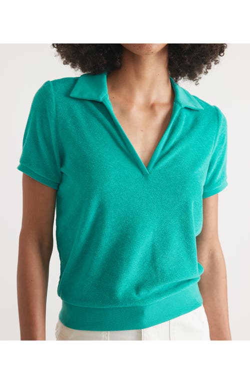 Marine Layer Johnny Collar Terry Polo In Green
