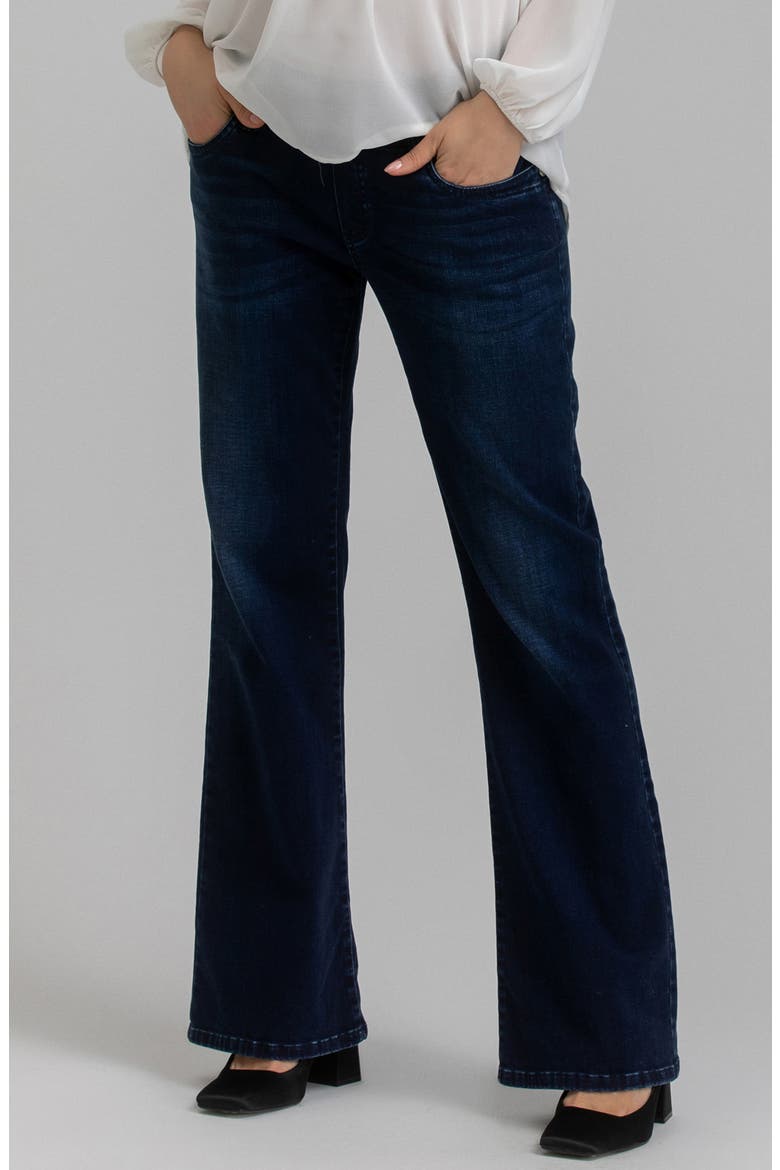 Over the Bump Flare Maternity Jeans, Main, color, BRIGHT BLUE