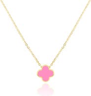 The Lovery Fine Jewelry Small Bubblegum Pink Single Clover Necklace