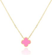 The Lovery Fine Jewelry Small Bubblegum Pink Single Clover Necklace