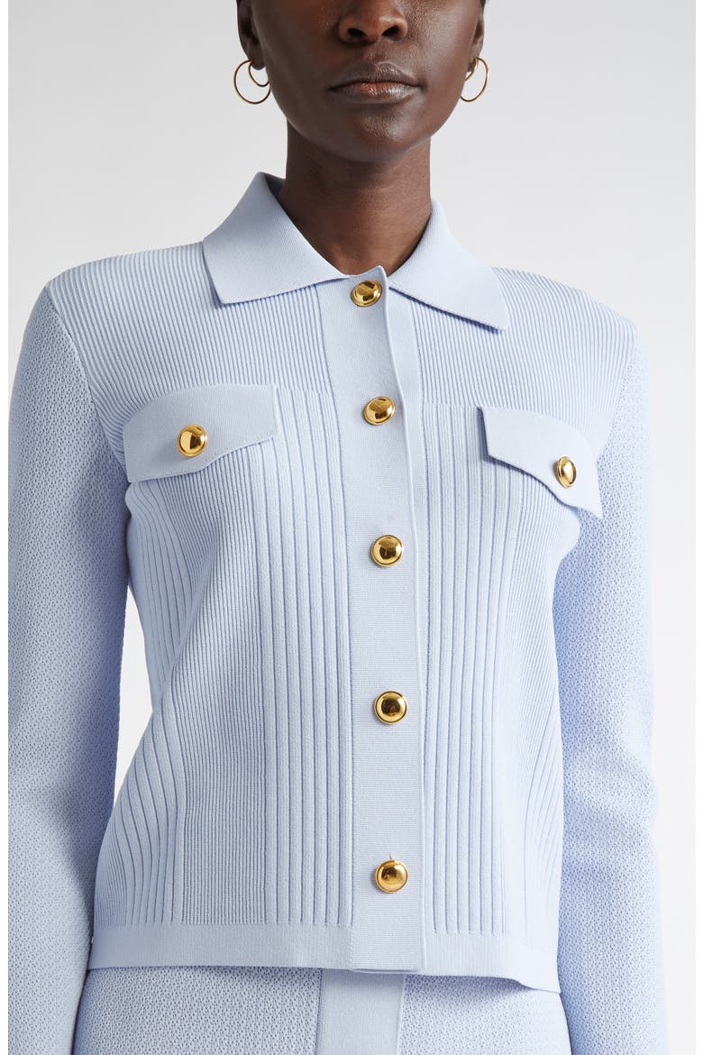 Mixed Stitch Flatback Rib Jacket, Alternate, color, BLUE LAGOON