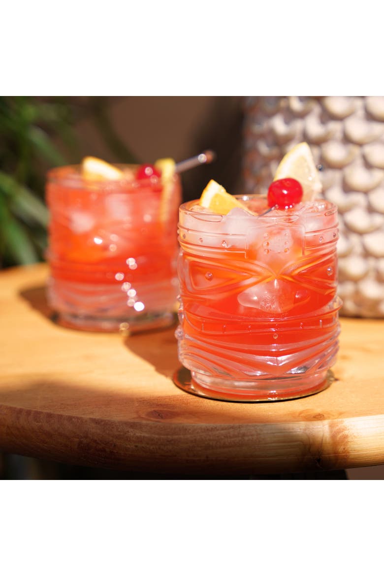 Pacific Crystal Tiki DOF Tumblers Set of 2, Alternate, color, Clear