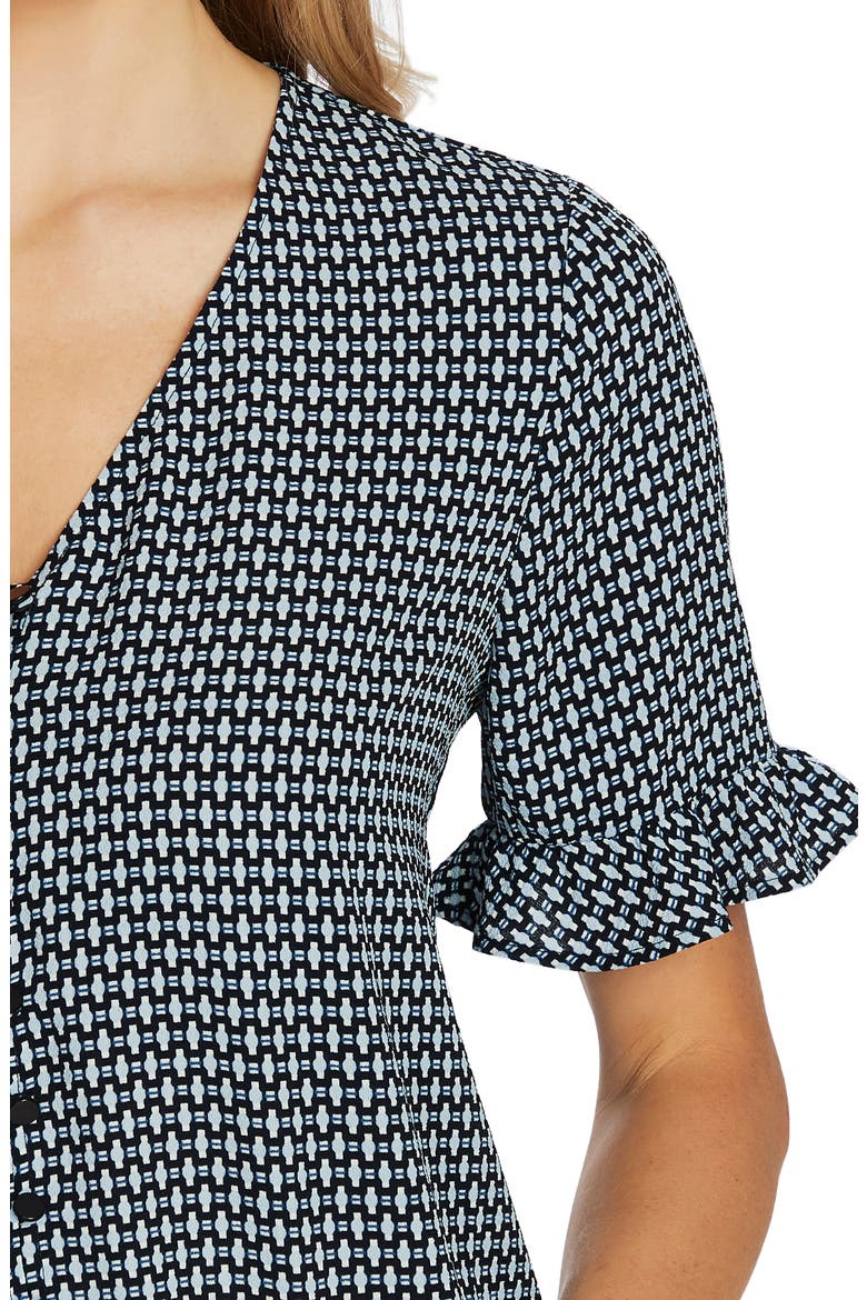 Garden Geo Print Ruffle Sleeve Top, Alternate, color, CAVIAR
