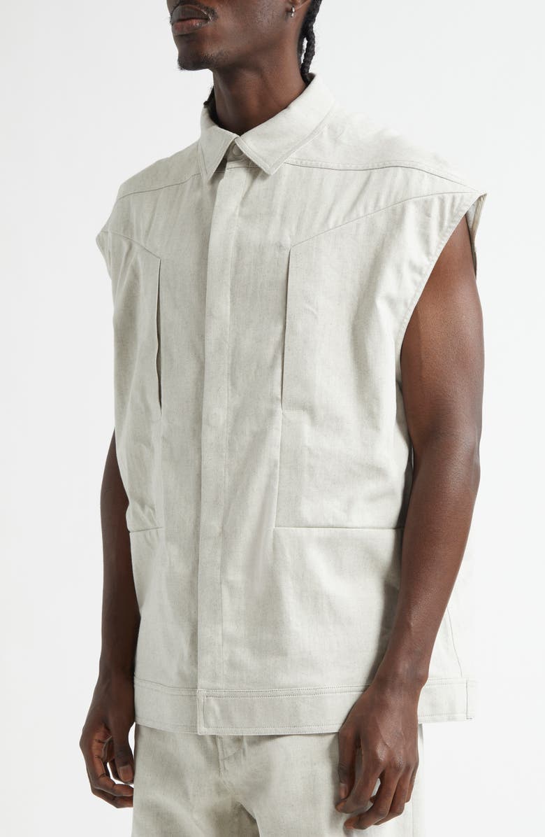 Rick Owens Jumbo Sleeveless Snap-Up Overshirt, Alternate, color, 