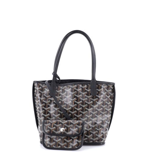 Pre-owned Goyard  Goyard Anjou Reversible Tote Printed Coated Canvas Mini In Black