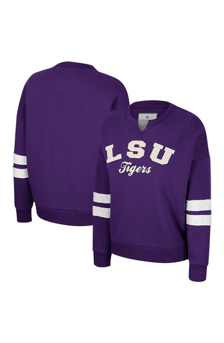 COLOSSEUM Women's Colosseum Purple LSU Tigers Perfect Date Notch Neck Pullover Sweatshirt, Main, color, 