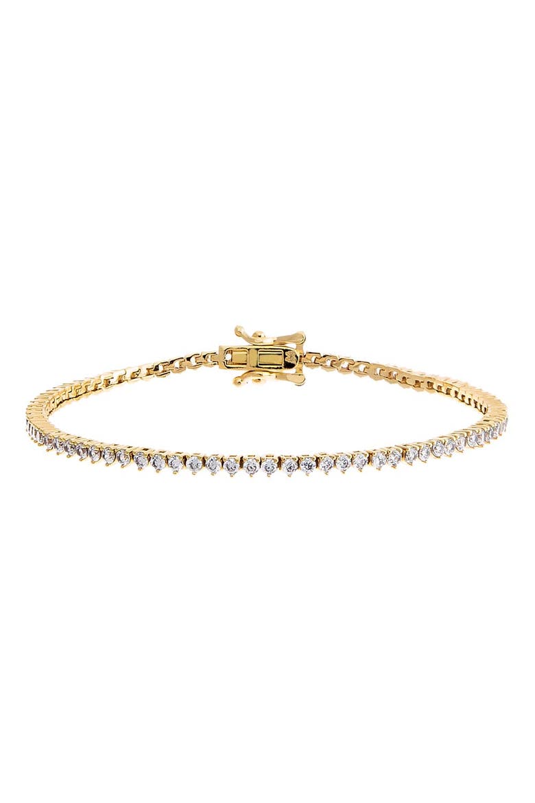 Thin Three Prong Tennis Bracelet, Main, color, Gold - 7 Inch / 2MM