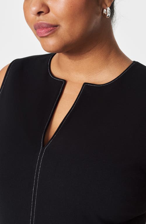 Spanx ® Contrast Stitch Tie Waist Ponte Top In Black