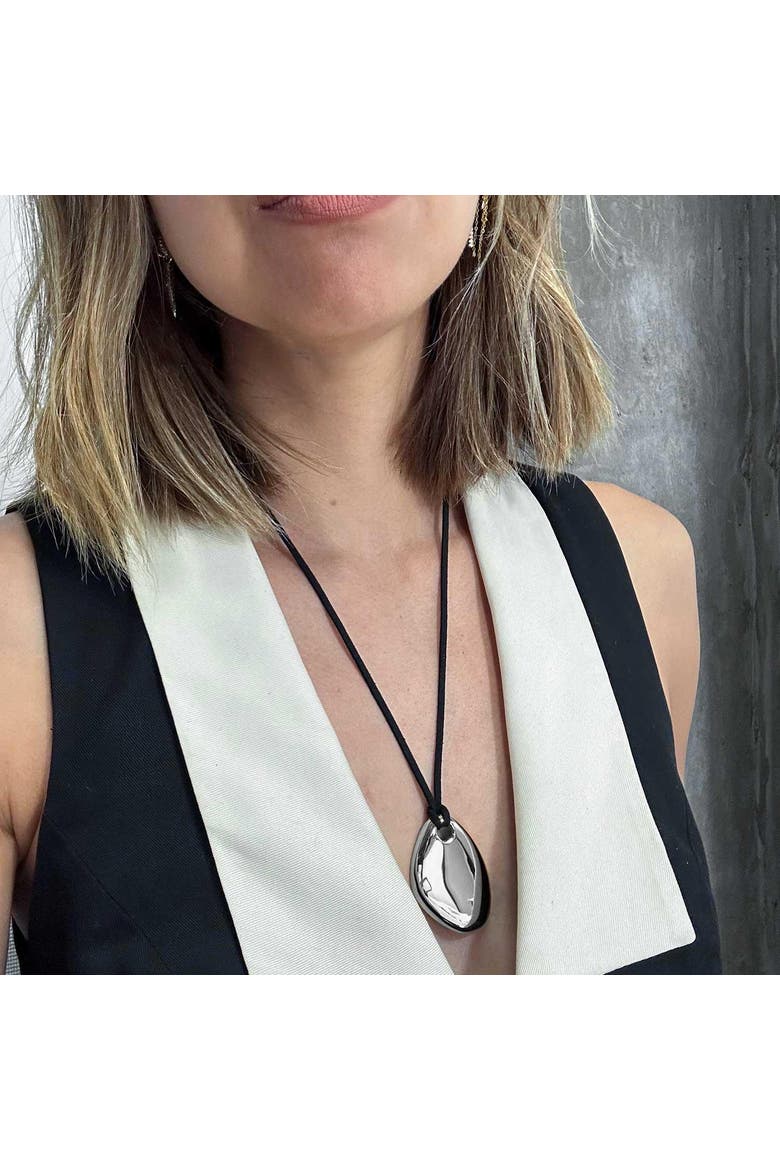 Bold Sculptural Silver Cord Necklace, Alternate, color, Silver