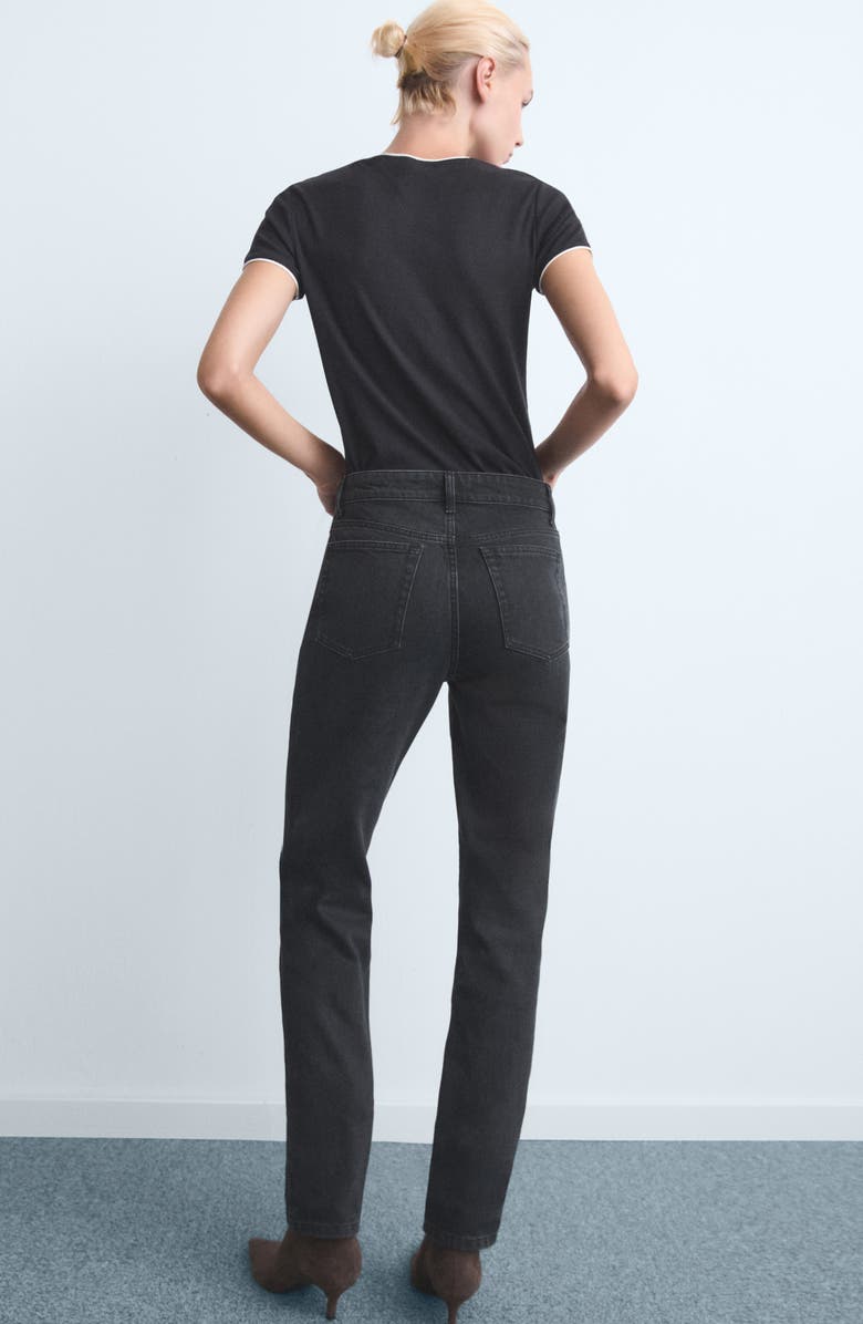 MANGO Slim Fit Jeans, Alternate, color, Black Denim