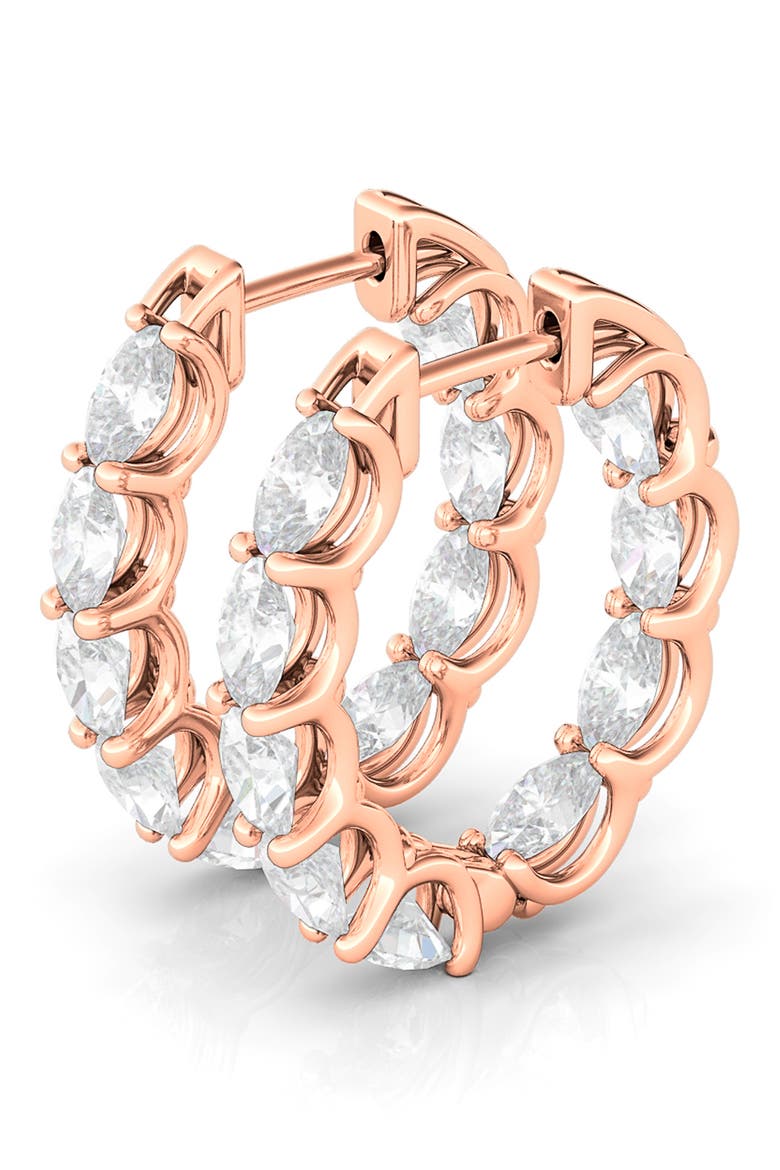 Oval Lab Grown Diamond Inside Out 18K Gold Hoop Earrings, Main, color, ROSE GOLD